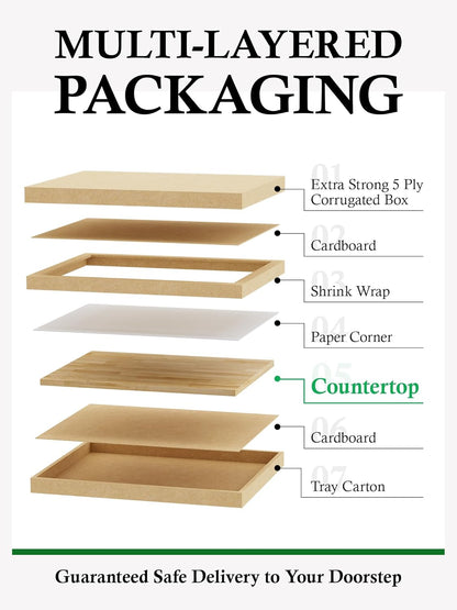 4FT Butcher Block Countertop Birch Solid Wood - 50" x 25" Table Top Butcher Block Cutting Board for Kitchen Island Cart Living Dining Office Desk Workbench Washer Dryer Countertop Unfinished 1.5" Th