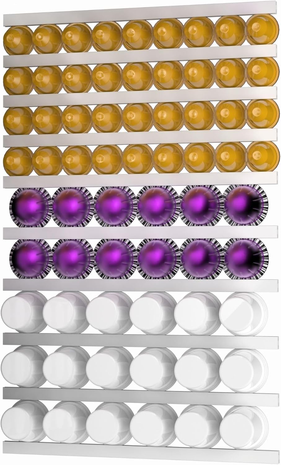 Coffee Pod Holder, Capsule Organizer for Counter,10-Pack Coffee Pods Storage/Organizers,Wall Mount with Adhesives,Coffee Station Fridge RV Kitchen-White