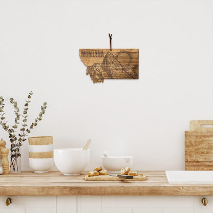 Totally Bamboo Rock & Branch Origins Series New York State Shaped Cutting Board and Charcuterie Serving Tray, Includes Hang Tie for Wall Display