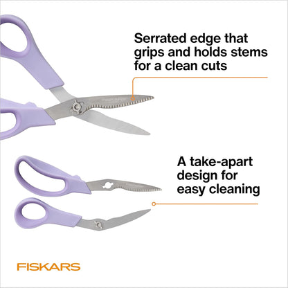 Fiskars 2-Piece Pruning & Veggie Shears Set, Explore Collection Garden Tool Kit, Bypass Pruner for Light Trimming, Vegetable Shears with Serrated Stainless Steel Blades for Harvesting Flowers & Herbs