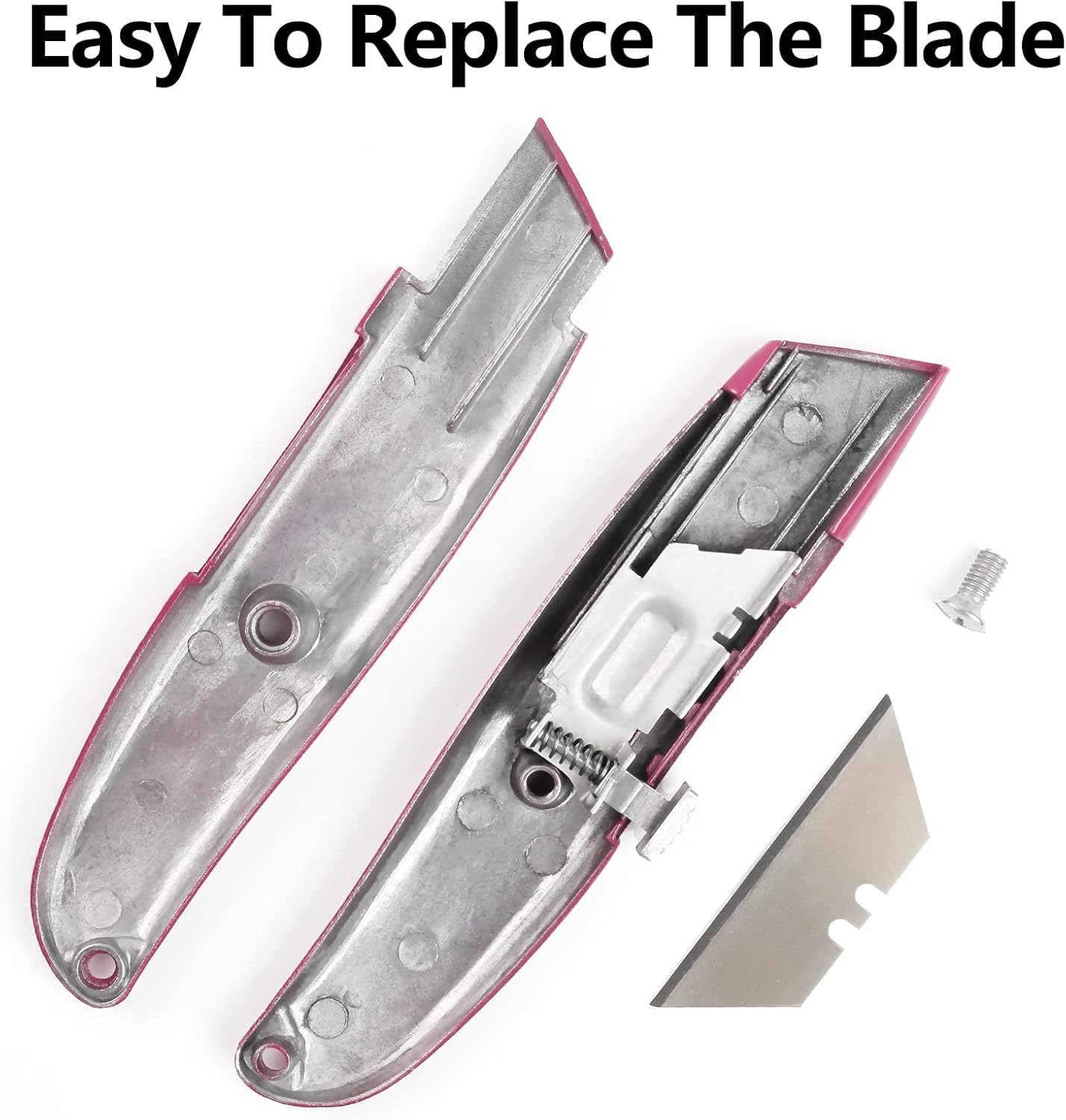 DIYSELF 2Pack Utility Knife Box Cutter Retractable Razor Blade Heavy Duty Box Cutters Knife PVC Pipe Cutter (Red)