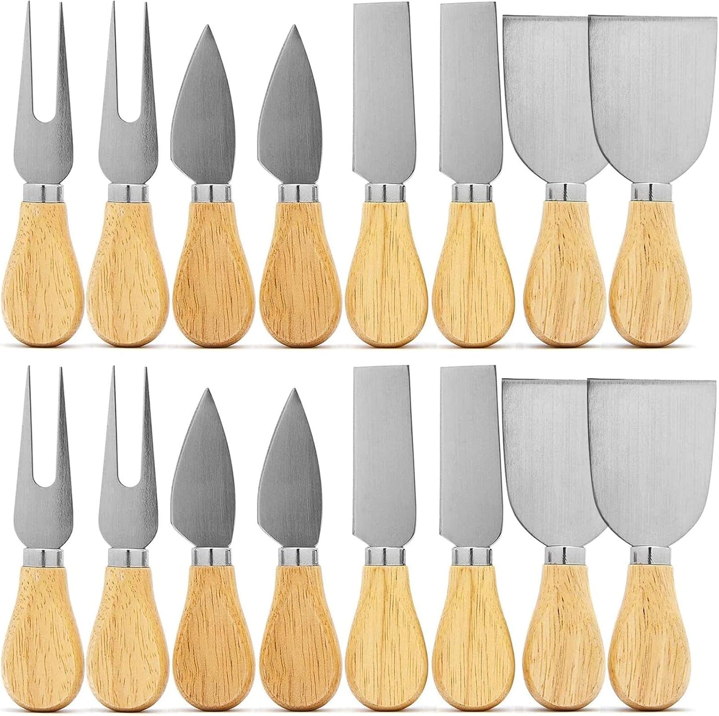 Cheese Knife Set,16pcs-set Cheese Knives with Wood Handle Steel Stainless for Charcuterie Board Accessories