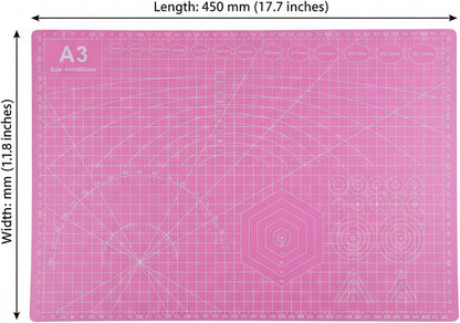 Cutting Mat A3 Pink, Self Healing Cutting Mat 12x18 Inch, 5-Ply Rotary Cutting Board Double-sided for Cutting Quilting Modeling Projects