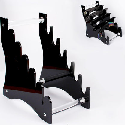 WANLIAN Dagger holder Hunting knife holder Fixed blade knife holder Acrylic tabletop display stand holds 6 knives (Black)