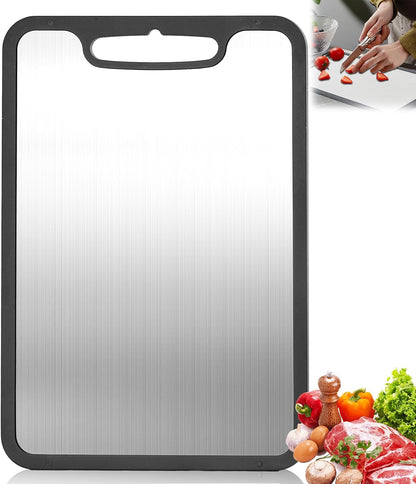 Titanium Cutting Board set of 3,Metal Cutting Boards for Kitchen,Stainless Steel Cutting Board, Chopping Boards for Kitchen and Camping,Silicone Edge for Non-Slip & Non-Cut 3Pcs(L+M+S)