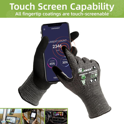 Schwer ProGuard High Level Cut Resistant Work Gloves PR3326 for Extreme Protection，ANSI A9 Cut Gloves with Reinforced Thumb, Non Slip, Breathable, Durable, Touch-screen, Black 1 Pair（XL）