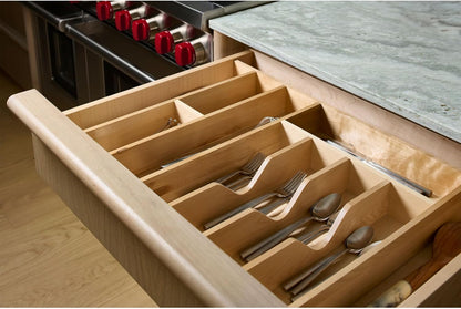 Rev-A-Shelf Trim-to-Custom-Fit Silverware Drawer Organizer For Kitchen Utensils, Cutlery Cabinet Storage Divider Insert, 33.11" x 21.97", Maple Wood, 4WUTCT-36SH-1