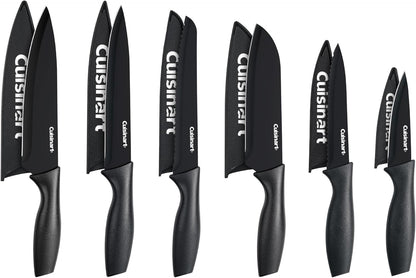 Cuisinart C55-12PCKSAM 12-Piece Ceramic Coated Stainless Steel Knives, Comes with 6-Blades and 6-Blade Guards, Color Coded to Reduce Risk of Cross Contamination, Jewel