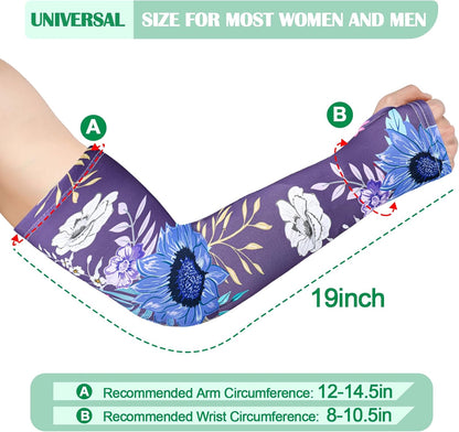 4 Pairs Gardening Sleeves Anti-Slip Arm Protection with Thumb Hole Sun Sleeve Cooling Arm Sleeves for Women Men Outdoor
