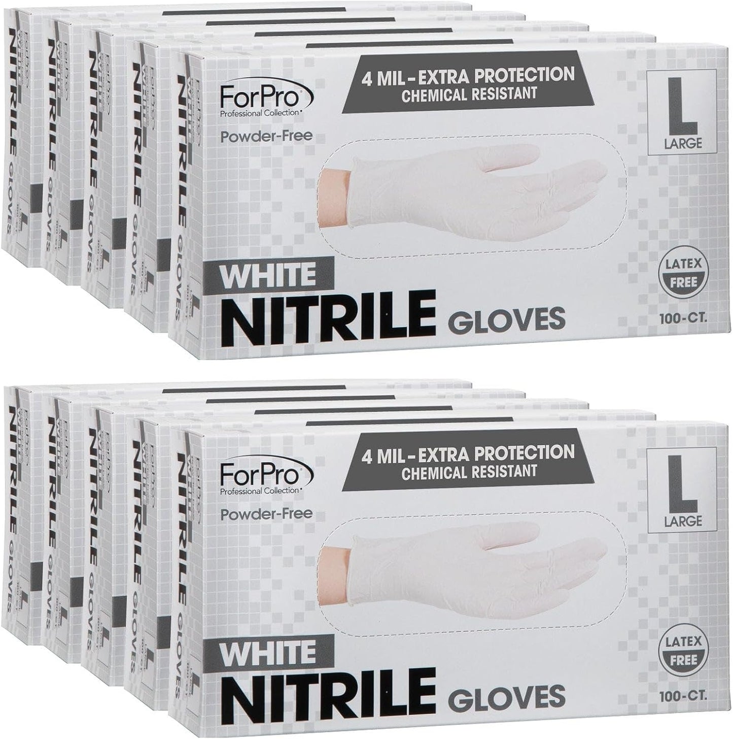 ForPro Disposable Nitrile Gloves, Chemical Resistant, Powder-Free, Latex-Free, Non-Sterile, Food Safe, 4 Mil