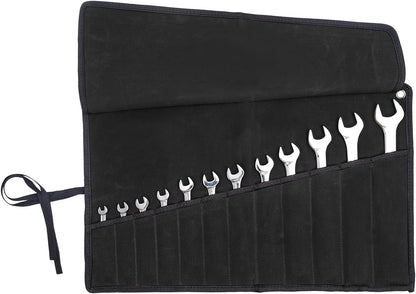 Chisel Roll,6 Pockets Roll Up Tool Pouch,Waxed Canvas Small Tool Roll Organizer and Wrench Roll Up Pouch,Store Chisel,Wrench,Pliers,Carving Knife (12-Brown)