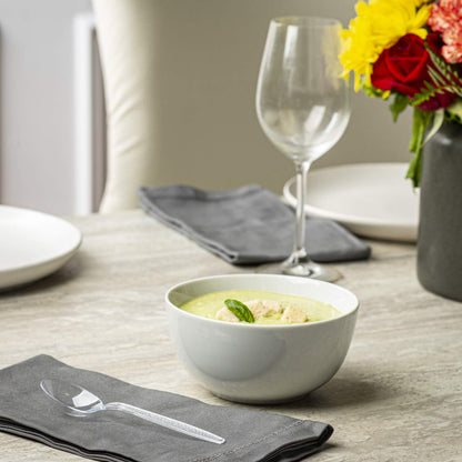 GUSTO [100 Pack Clear Plastic Knives Heavy Duty with Engraved Design - Disposable, Sturdy for Parties, Weddings, and Events-(Formerly Comfy Package)