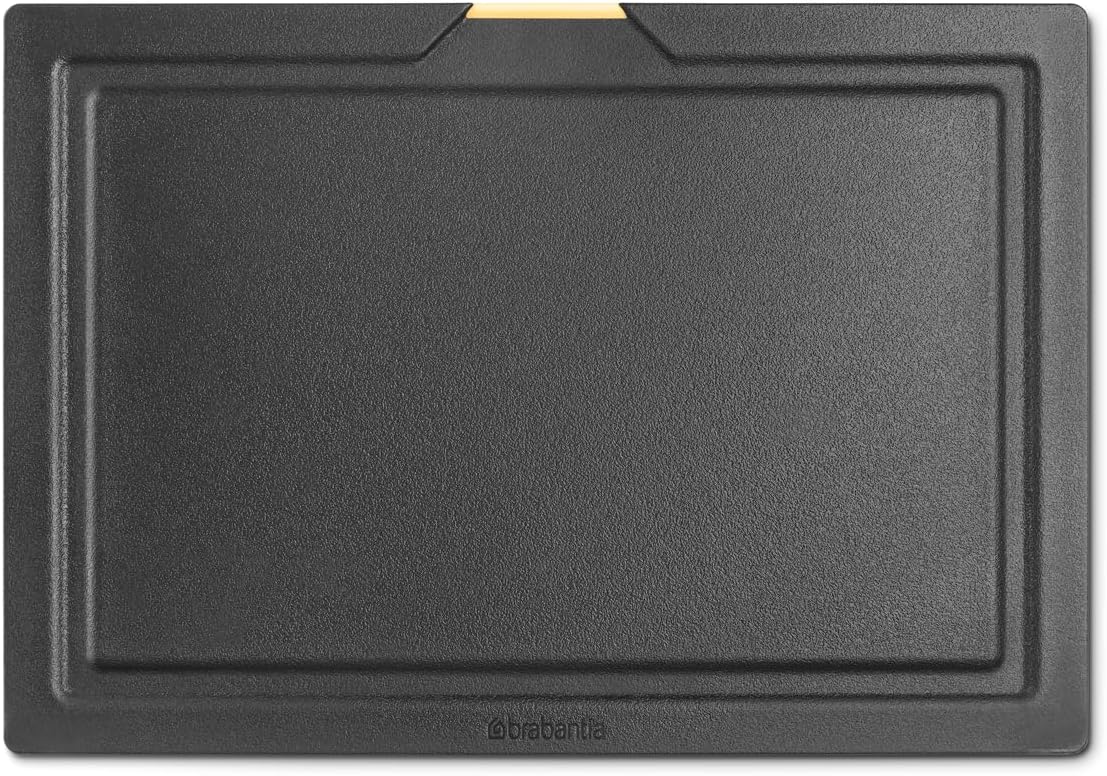 Brabantia Tasty+ Chopping Board Set with Integrated Phone & Tablet Holder Stand| 4 Piece Kitchen Cutting Boards with Organizer Case | Double-Sided | Non-Slip Wooden Look | Dark Gray