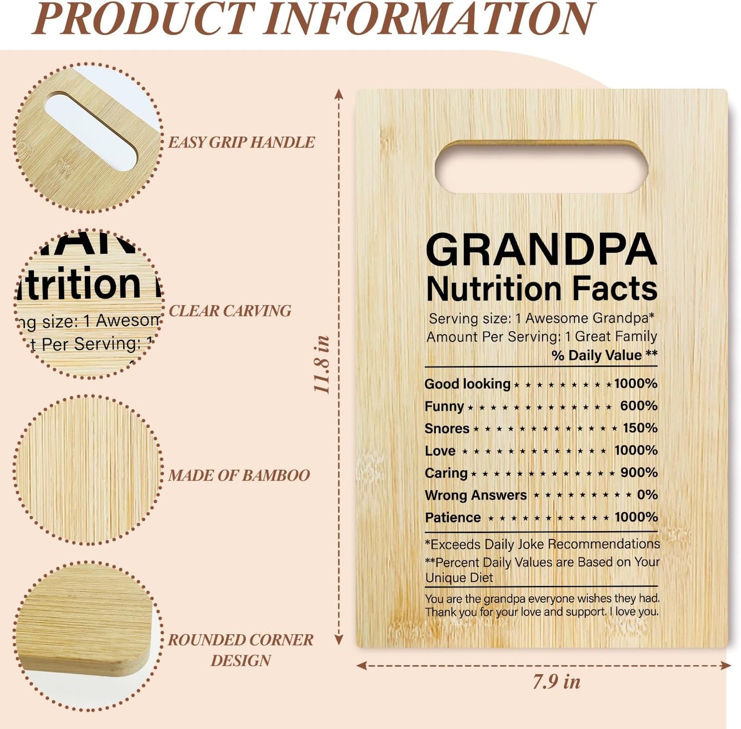 Best Dad Ever Bamboo Cutting Board, Grilling Gift For Men, Funny Charcuterie Boards for Home Kitchen Decor, Father's Day Birthday Gifts for Dad from Daughter Son -047