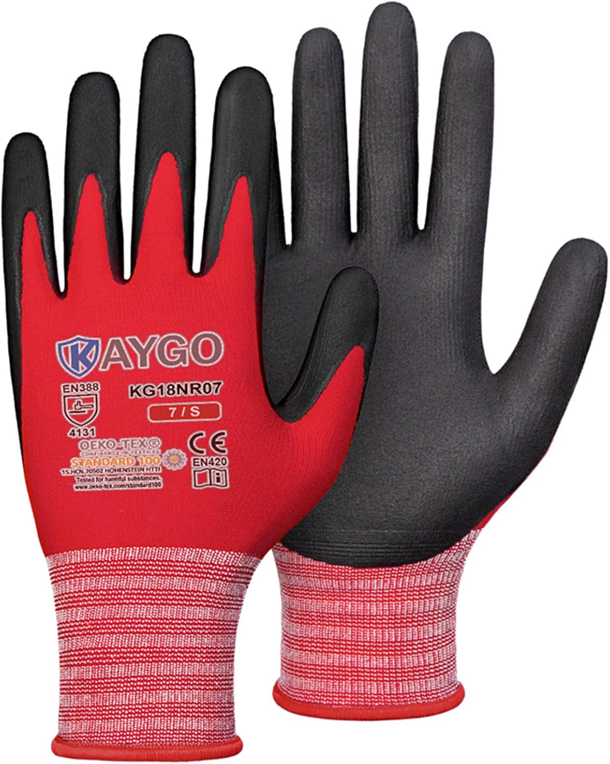 KAYGO Safety Work Gloves MicroFoam Nitrile Coated, 3 Pairs KG18NB,Seamless Knit Nylon Glove for Men and Women, Ideal for Automotive,Warehouse,Construction (Small,Gray)
