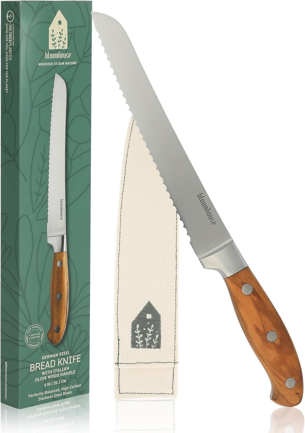 Bloomhouse - Two Time Oprah's Favorite Things Winner - 5" Utility Boning Kitchen Knife German Stainless Steel Blade w/Forged Italian Olive Wood Handle Full Tang for Meat Poultry & Precision Cutting