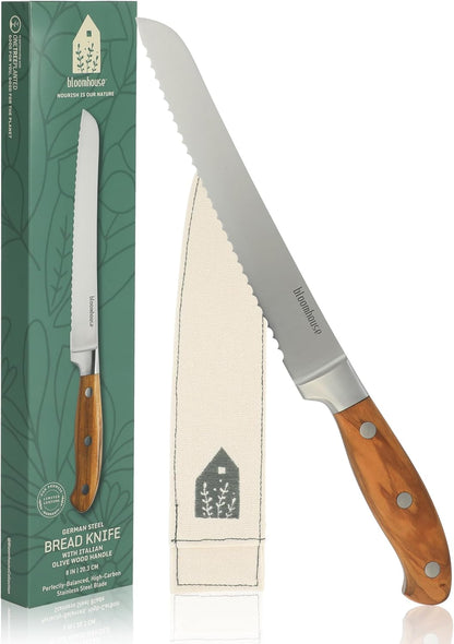 Bloomhouse - Two Time Oprah's Favorite Things Winner - 5" Utility Boning Kitchen Knife German Stainless Steel Blade w/Forged Italian Olive Wood Handle Full Tang for Meat Poultry & Precision Cutting