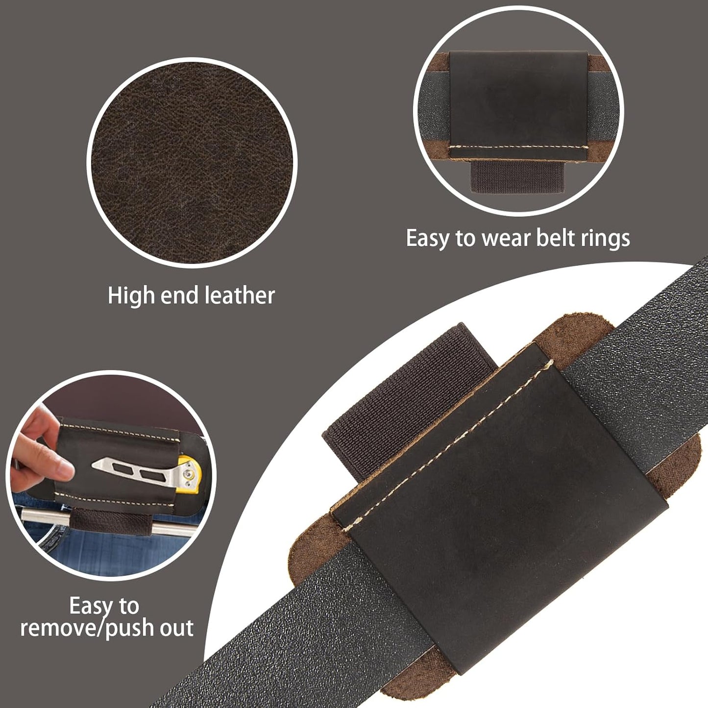 Knife Sheath,Belt Buckle Knife Sheath,Leather Knife Sheaths for Belt,Pocket Knife Folding EDC Belt Knife Holster,Open Top Knife Belt Leather Sheath for 5 inch Folding Knife.Gift for Men.