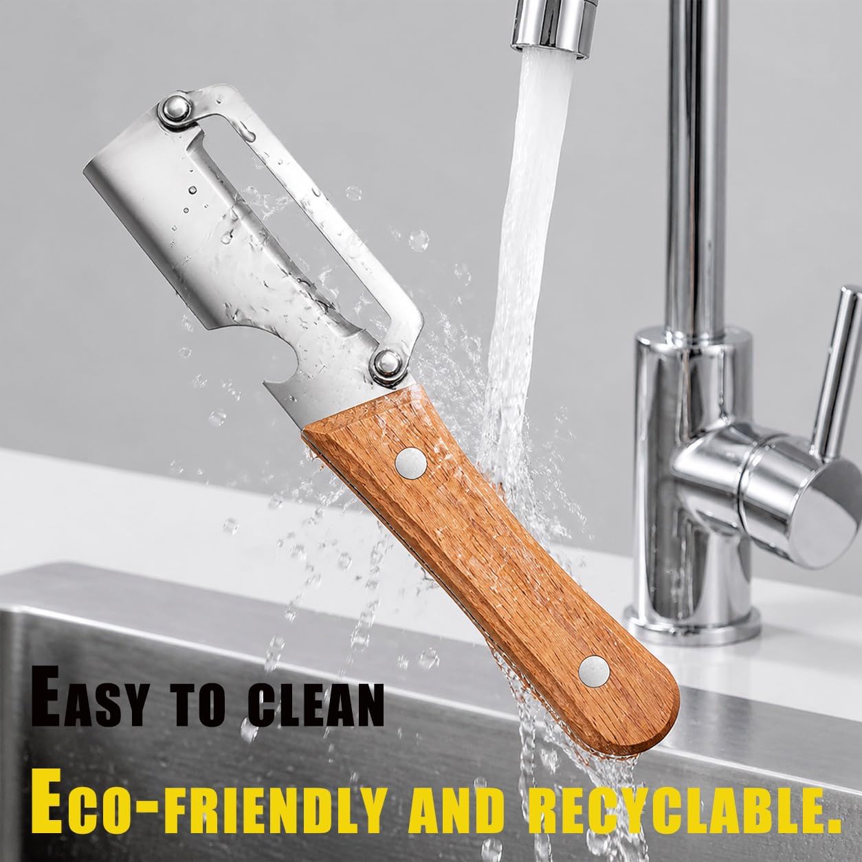 2Pcs Multifunctional Vegetable Peeler, Fruit Peeler Kitchen Peeler Knife Bottle Opener Included, A Vegetable Peeler Suitable For Most Vegetables And Fruits. Non-Slip Wooden Handle Design.