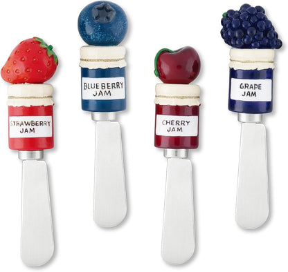 Supreme Housewares Pineapple Cheese Spreaders, Hand-Painted Resin Handles with Stainless Steel Blades for Spreading Cream Cheese, Butter, Jam, or Sandwich, Set of 4