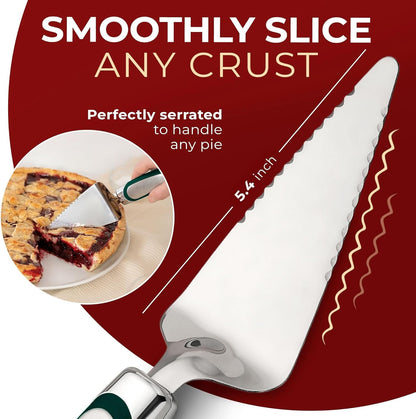 Orblue Pie Server, Essential Kitchen Tool, Serrated on Both Sides, Great for Right or Left Handed Chef, Stainless Steel Flatware , Cake Cutter,White