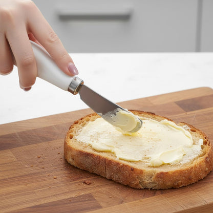 Cheese Spreader Knives, 3PCS Stainless Steel Butter Spreader Knife with White Porcelain Handle Cheese-Spreader for Cold-Butter Jam, Pastry, Charcuterie