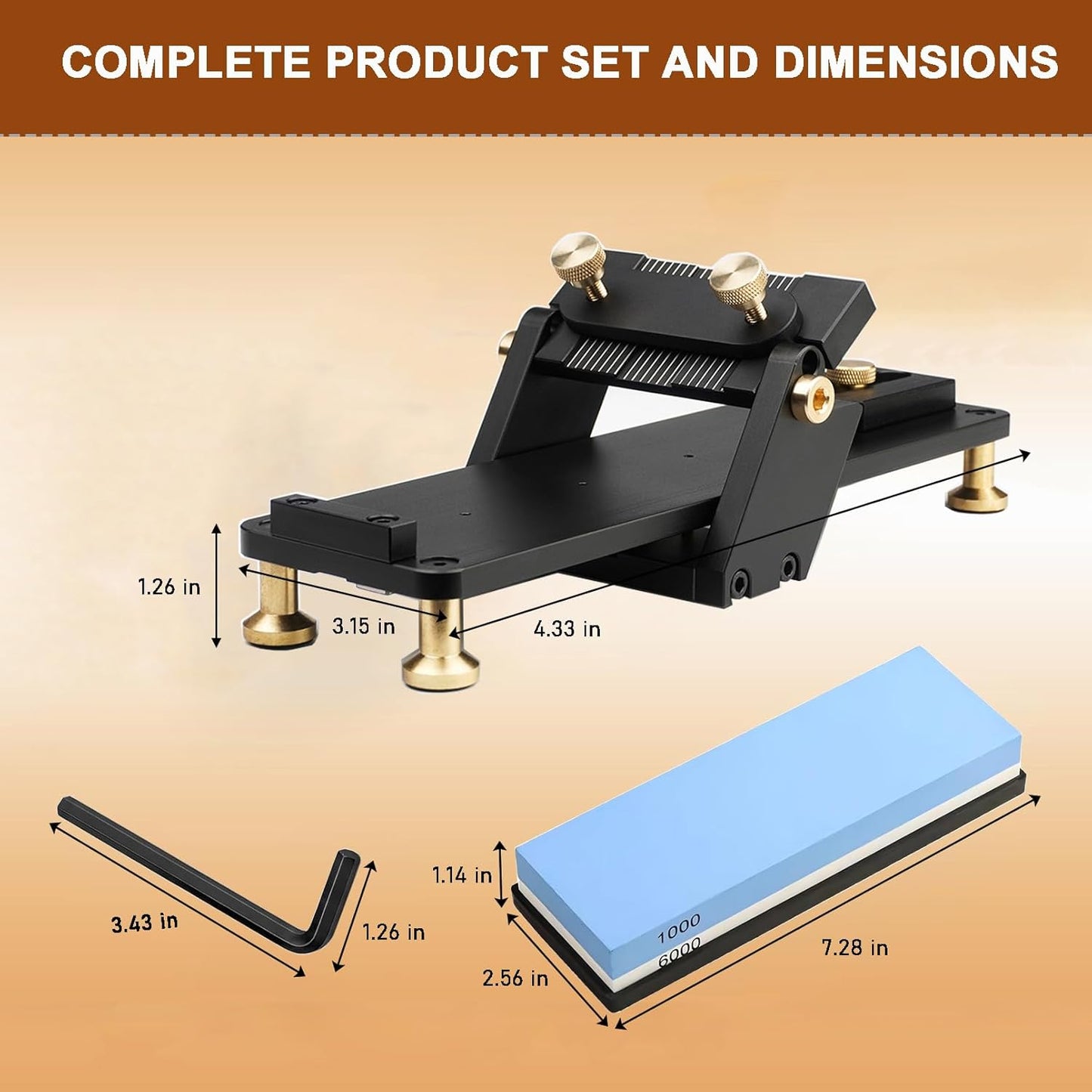 Chisel Sharpening Jig, Honing Guide Kit, Adjustable Fixed Angle Sharpener with Precision Grinding Frame, Whetstone Honing Set for Woodworking Chisels and Planes