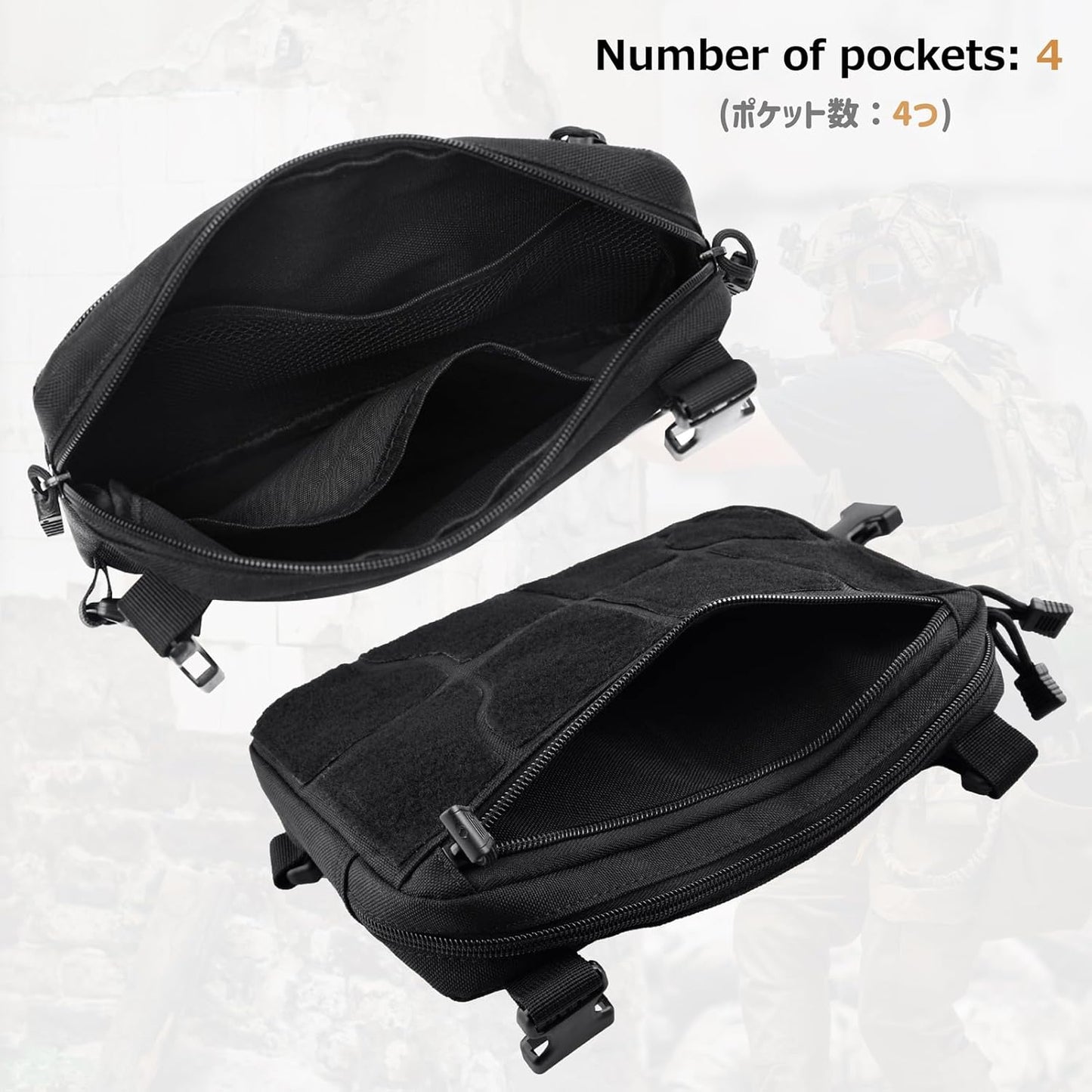 Azarxis Tactical Mini Belt Pouches, Multi-Purpose Small Battery Case Compact Utility EDC Card Slot Holder Waist Bags Military Molle Pack Sundries Storage Pack