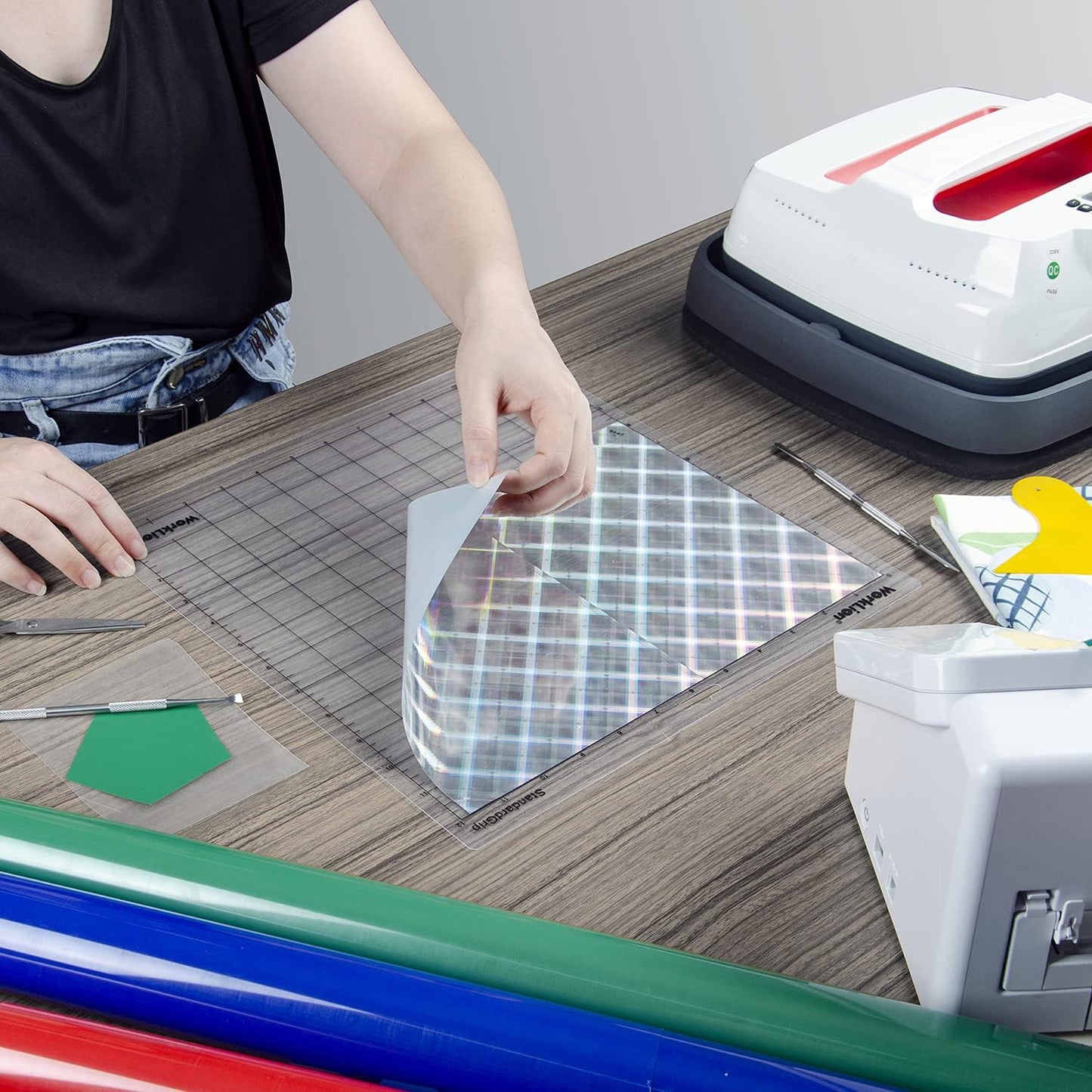 Cutting mat 12x12 Compatible With Silhouette Cameo 4/5/3/2/1(6 mats-4 Standard Adhesive,1Light Adhesive, 1Strong Adhesive) Adhesive Cutting Mat for Crafts, Quilting, Sewing, Scrapbooking and All Arts