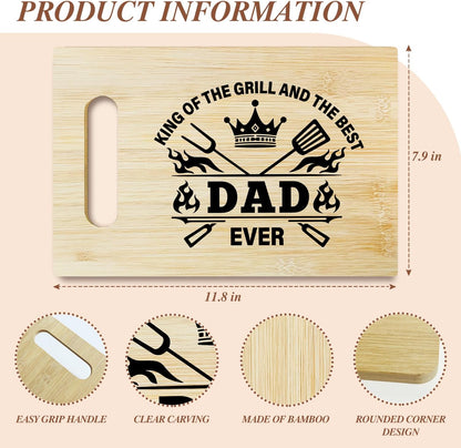 Best Dad Ever Bamboo Cutting Board, Grilling Gift For Men, Funny Charcuterie Boards for Home Kitchen Decor, Father's Day Birthday Gifts for Dad from Daughter Son -047