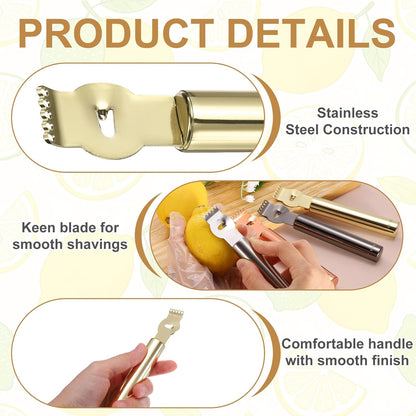 uxcell 2Pcs Lemon Zester Tool, Stainless Steel Citrus Zester with Channel Knife Grater Sharp Rind Twist Orange Peeler for Cocktail Garnishes Bar Kitchen, Silver