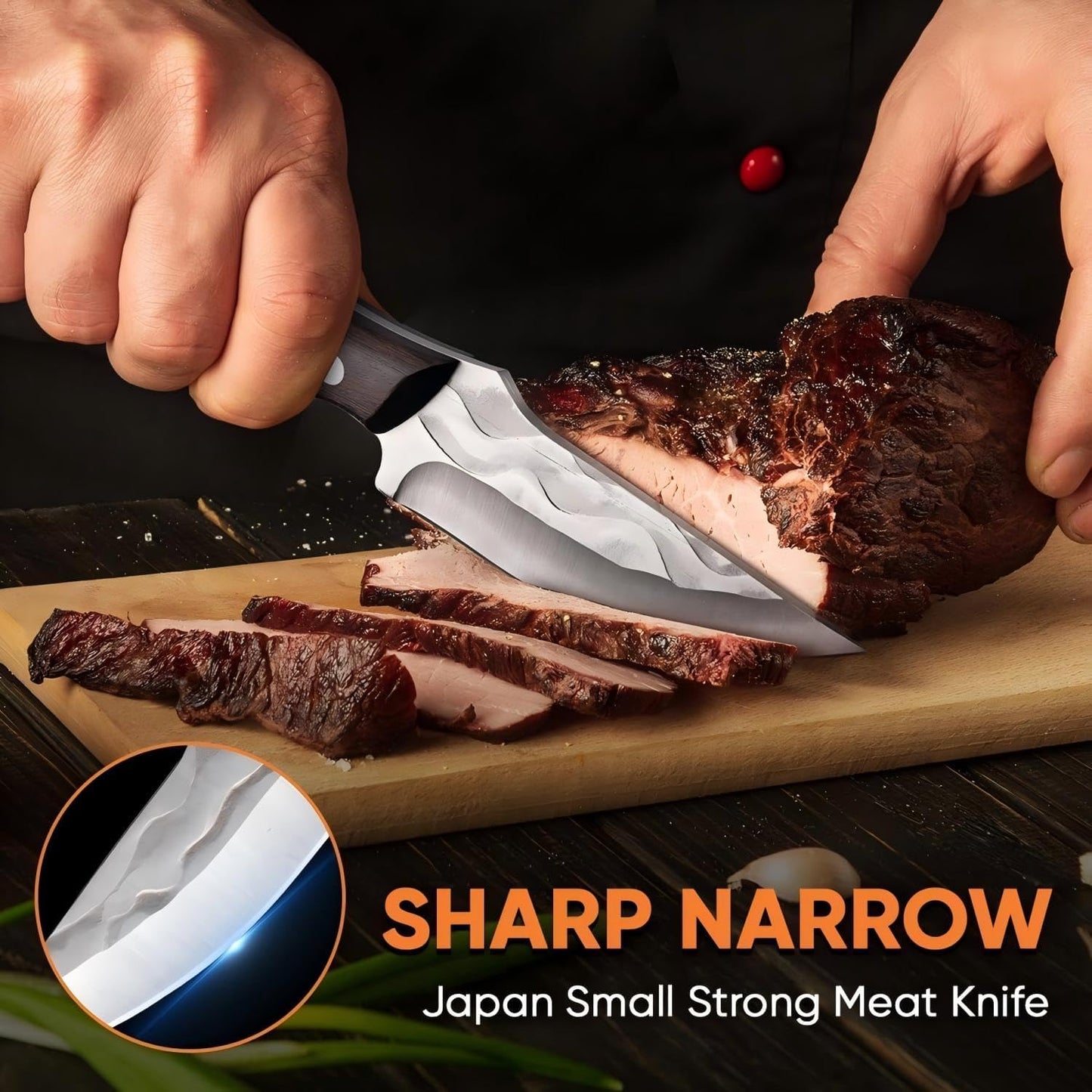 MDHAND Chef Knife - 8.5 inch Hand Forged Boning Knife with Sheath, High Carbon Steel Hunting Knives, Meat Cutting Knife for Kitchen, Japanese Butcher Knives for Camping, Outdoor BBQ, Gifts for Men
