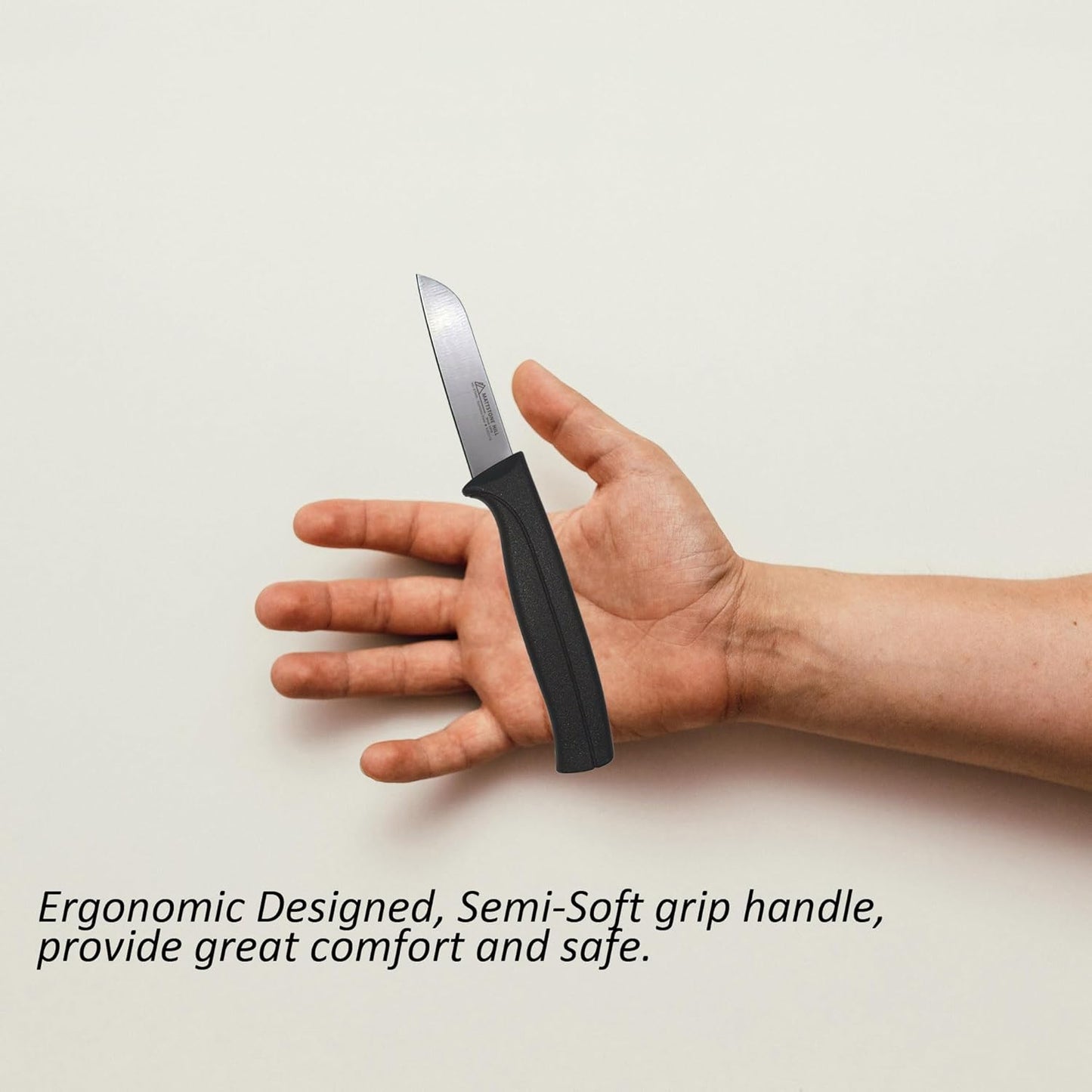 Kitchen Utility Knife - MATTSTONE HILL 4 Inch Paring Knife, Small Fruit & Vegetable Knife, Premium German Stell Blade, Black Handle