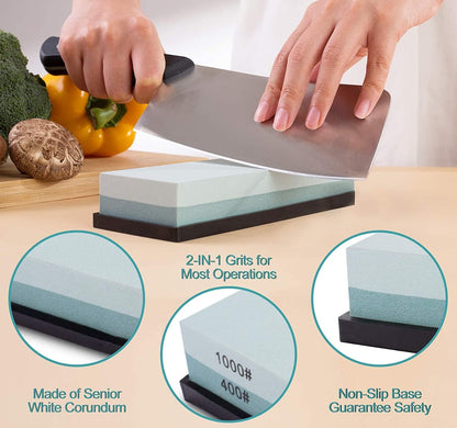 Utoolmart Double-Sided Whetstone Knives Sharpener Sharpening Stone 600/1500 Grit Water Stone for Scissors Razors Carving Tool 1Pcs
