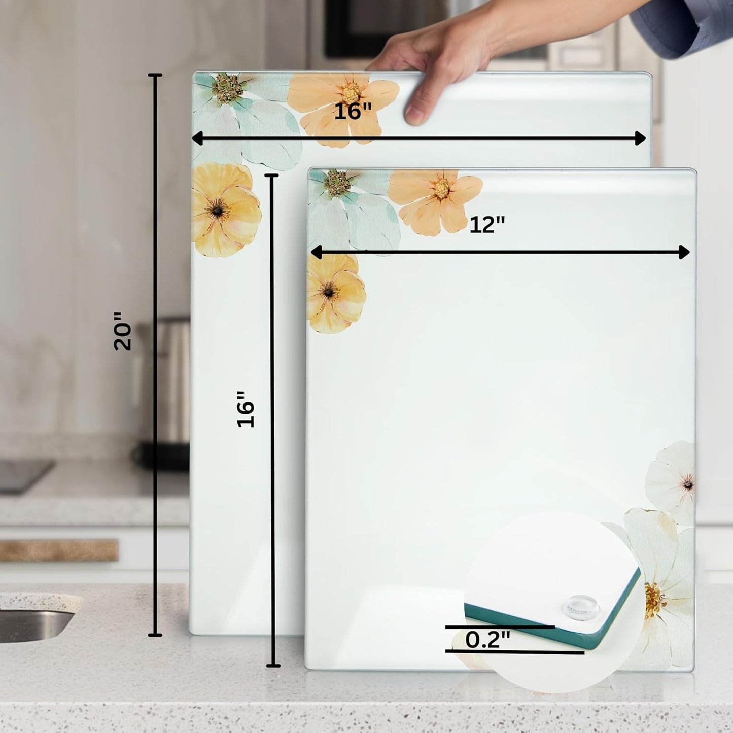 Kitchenville Glass Cutting Board 20”x16”: Tempered Glass Kitchen Counter Protector - Durable- Scratch-Resistant, Heat-Proof - Clear Design