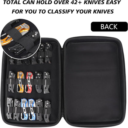 Knife Display Case,Pocket Knife Display Case,Knife Case Storage Box,Knife Holder with 42+ Slots,Folding Knive Sheath Bag Collection Carrier for Tactical Survival Knife,Outdoor,Kitchen,EDC Mini Knife