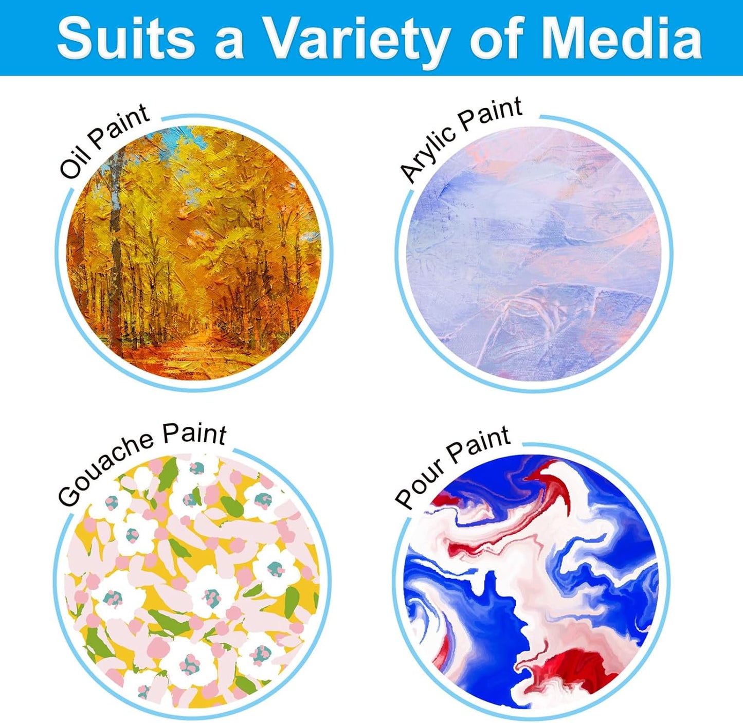 PATIKIL 8" Round Wood Canvas Panels, 6pcs Unfinished Wood Plaque Disc Circle Board for Craft Projects, Art Painting, Carving, Engraving, DIY