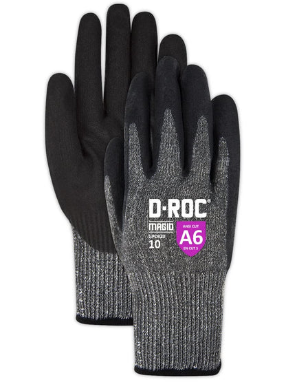 MAGID Touchscreen ANSI A6 Cut-Resistant Work Gloves, 1 Pair, 13-Gauge, Nitrile Coated, 6/XS,Dark Gray