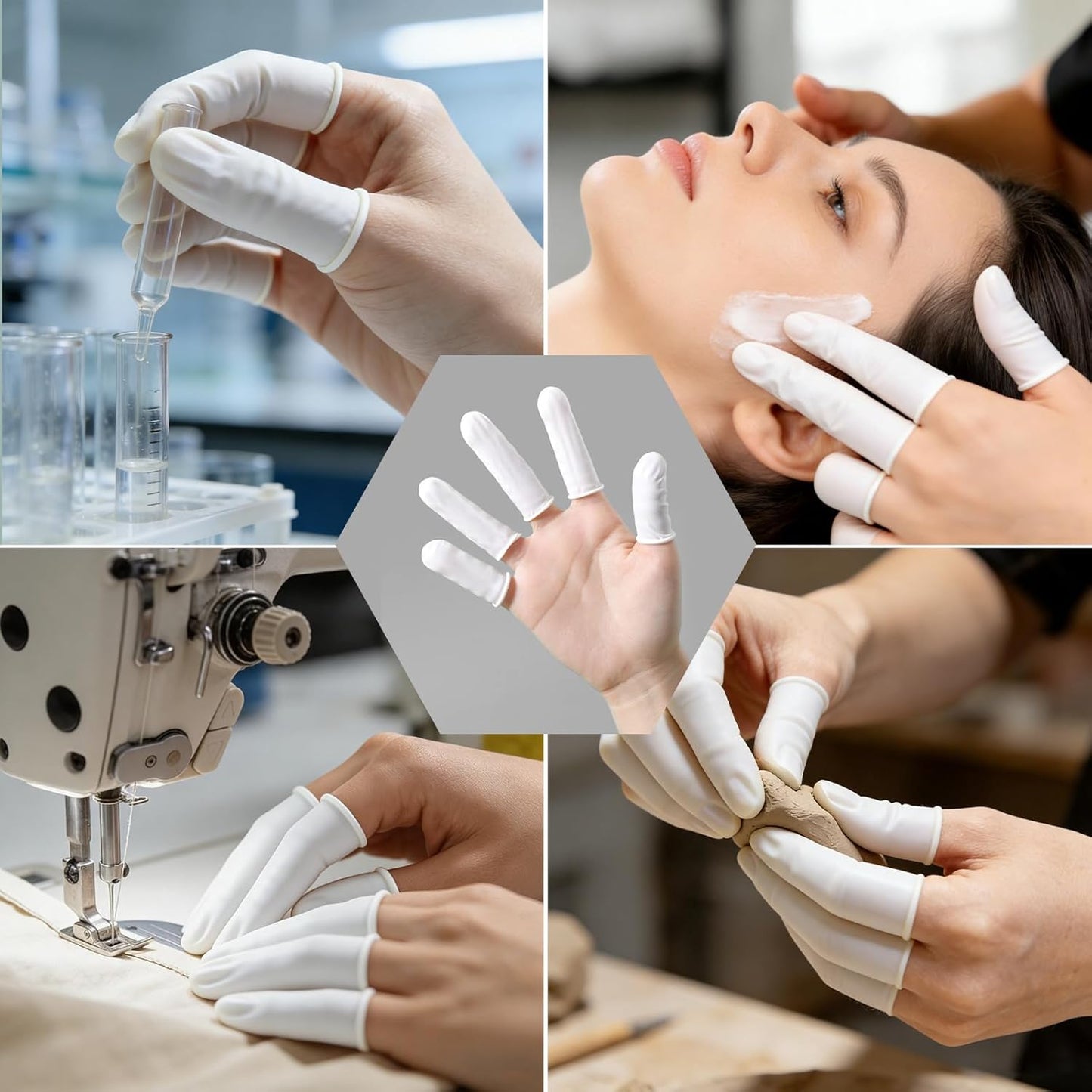 Professional Rubber Finger Cots - Textured Grip & Latex-Free Finger Tip Protectors for Counting Money, Handling Paper, Reusable Protective Guards 2.67" x 0.98", Labor Protection Finger Guards (300PCS)