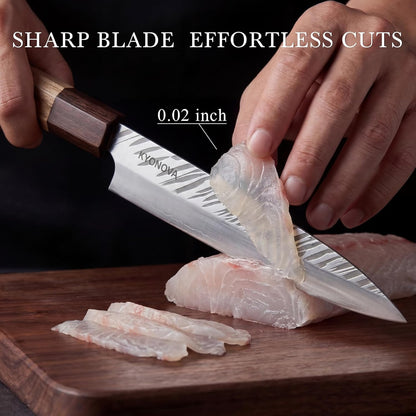 7 Inch Santoku Knife, 9-Layer VG10 High Carbon Steel Multipurpose Japanese Kitchen Knife, Sharp Steak Knife & Brisket Knife with Rosewood Handle for cutting meat for Home & Restaurant