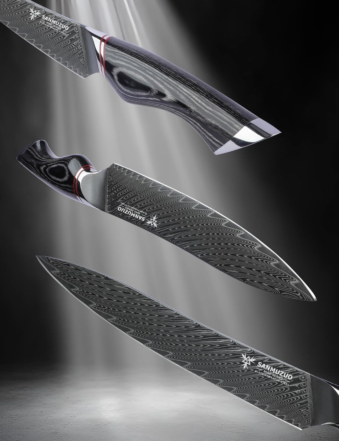 3.5 Inch Paring Knife - Fruit and Vegetable Peeling Knives, Black Damascus Steel with Ergonomic Handle - MIAO Series