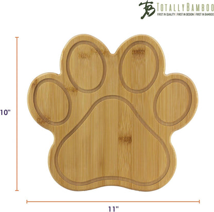 Totally Bamboo Dog Paw Shaped Bamboo Cutting Board for Dog Lovers – Charcuterie and Serving Board with Juice Grooves, 11 x 10 Inches
