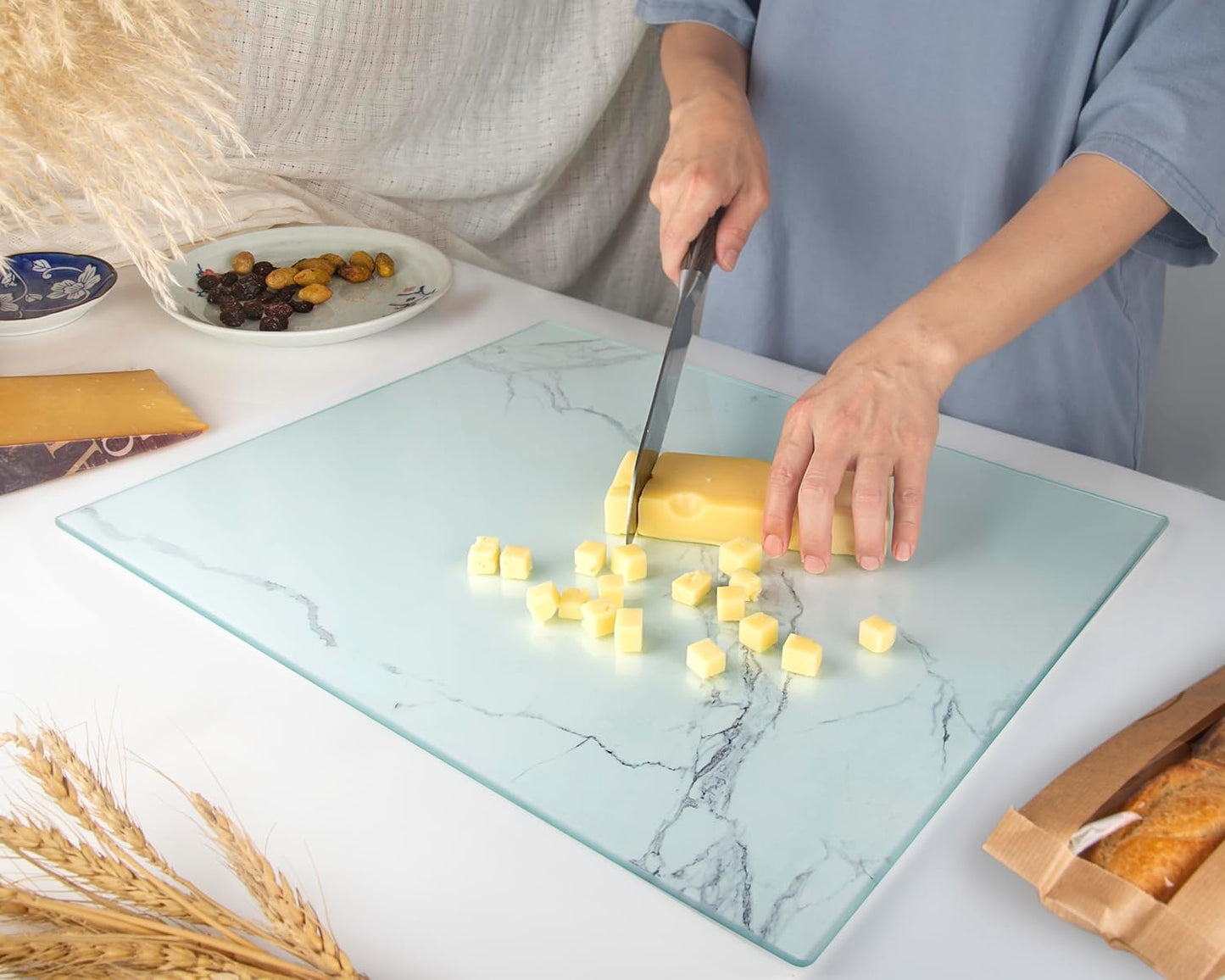 Kitchenville Glass Cutting Board 20”x16”: Tempered Glass Kitchen Counter Protector - Durable- Scratch-Resistant, Heat-Proof - Clear Design
