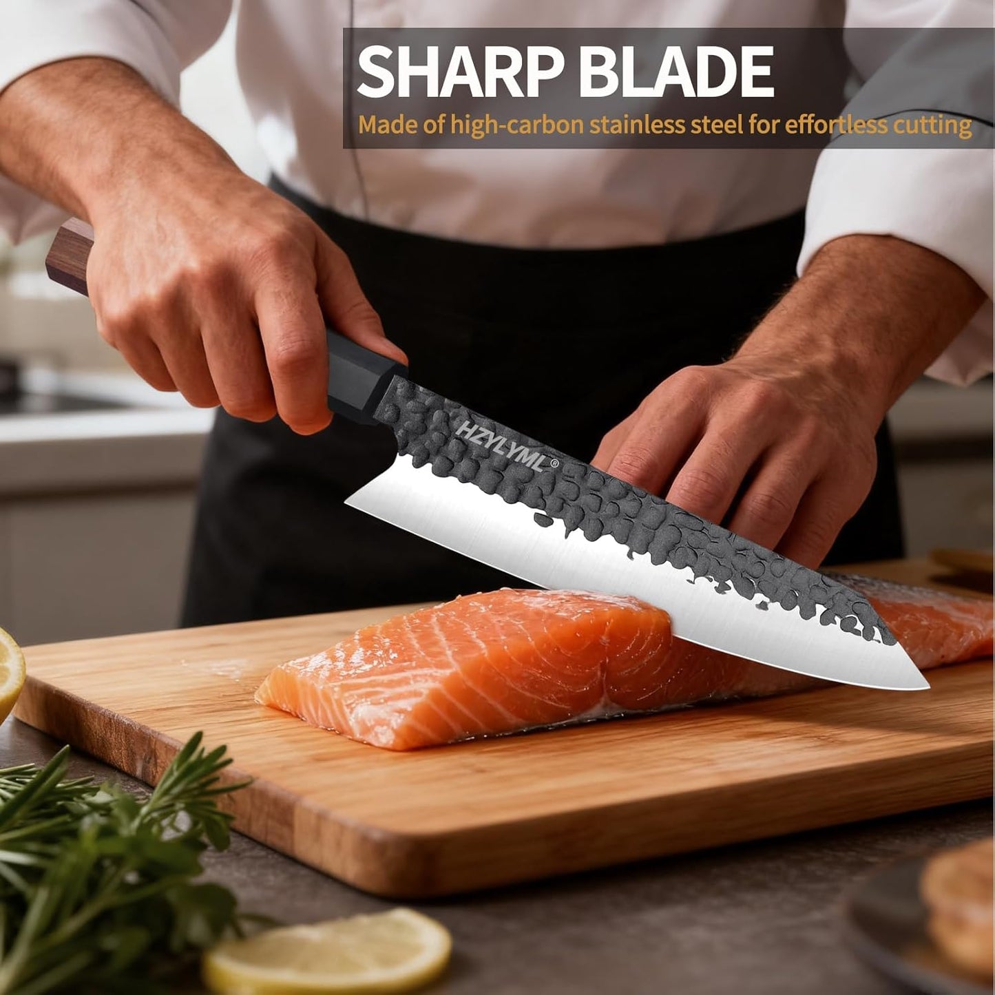 8 Inch Japanese Knife，Professional chef Knife，Hand Forged High Carbon Steel Knife for Cooking，Chopping.Sharp Durable Kitchen Knife for Home，Gifts for Women,Kitchen Gifts