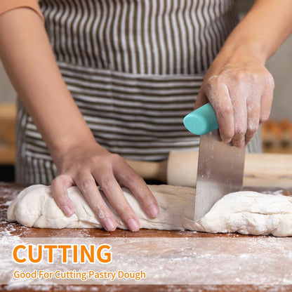 ALLTOP Bench Scraper & Chopper - Baking Essentials,Stainless Steel Blade Knife,Ideal Kitchen Tool for Home Baking and Meal Prep, Bread Making, Pasta,Pastry,Dough and Cake - Set of 2 Pack
