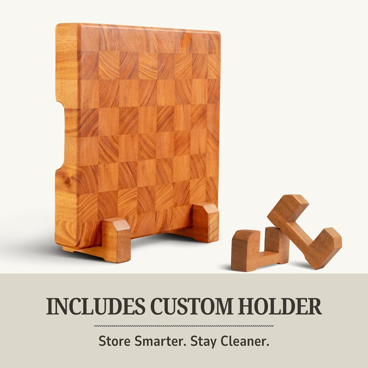 SHUMARU Mahogany End Grain Cutting Board, 17×13×1.6 in – Handmade Butcher Block, Knife-Friendly, Juice Groove, Non-Slip Feet