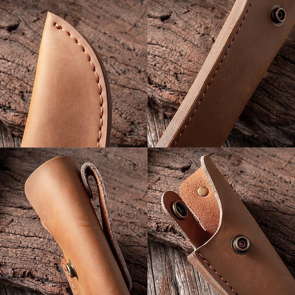 Leather Knife Sheath, Boning Knife Pouch Chef Fruit Knifes Shell for Camping Kitchen Outdoor Cooking (Not Include Knifes)