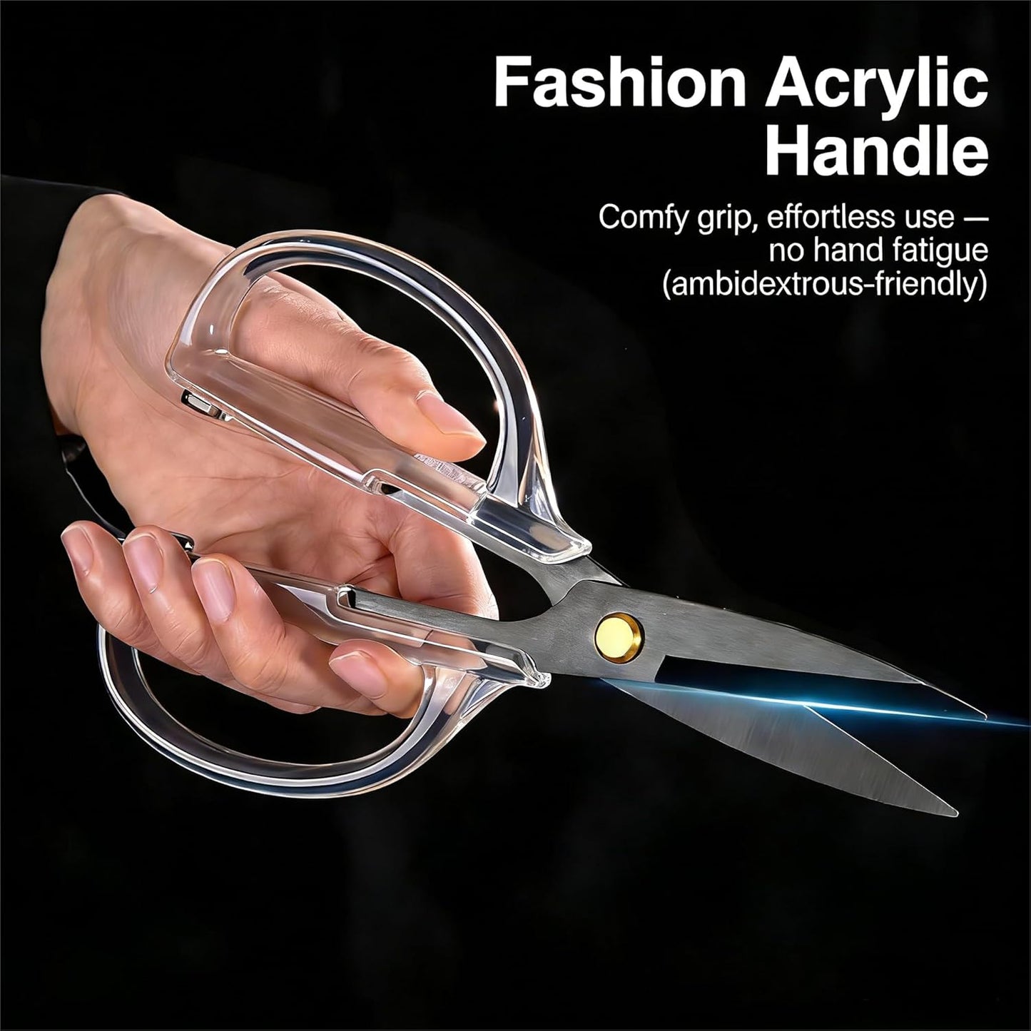 Kitchen Shears Scissors&Sharp Scissors, ARCHIKING 7.7inch Black Titanium Plated Scissor-Meat and Poultry Shears, Dishwasher Safe, Acrylic Handel All Purpose Stainless Steel Utility Scissor Black