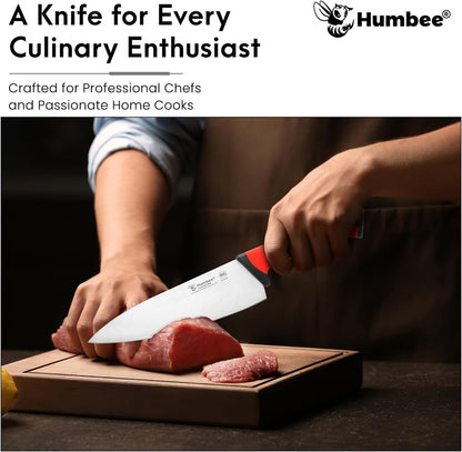 7.5-Inch Nakiri Knife, High Carbon Stainless Steel Hollow Grind Blade, Razor Sharp Edge, Ergonomic Non-Slip Handle, Cleaver Style, DT-50 Series, Orange