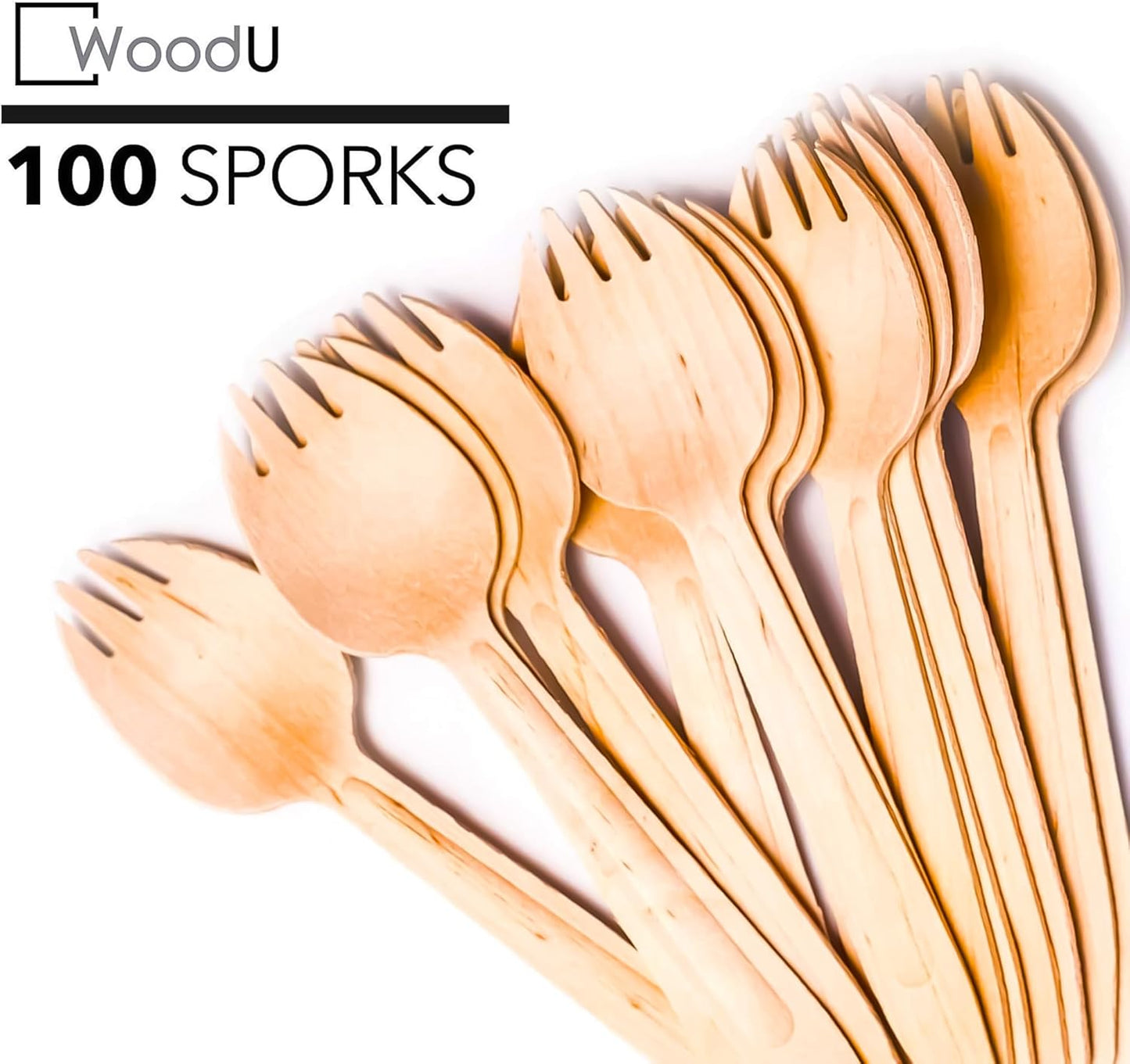 WoodU Disposable Wooden knives 100% All-Natural, Eco-Friendly, Biodegradable, and compostable knives - Pack of 100-6.5" Butter Cheese Knife Wooden Utensil